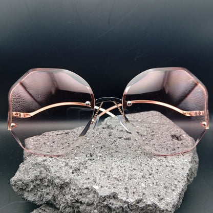 Lentes de Sol para Mujer, Estilo Moderno, Boutique, Gafas, Sin Marco, Polígono, Color Degradado, Tendencia, Unisexo, Geométrico, Moda