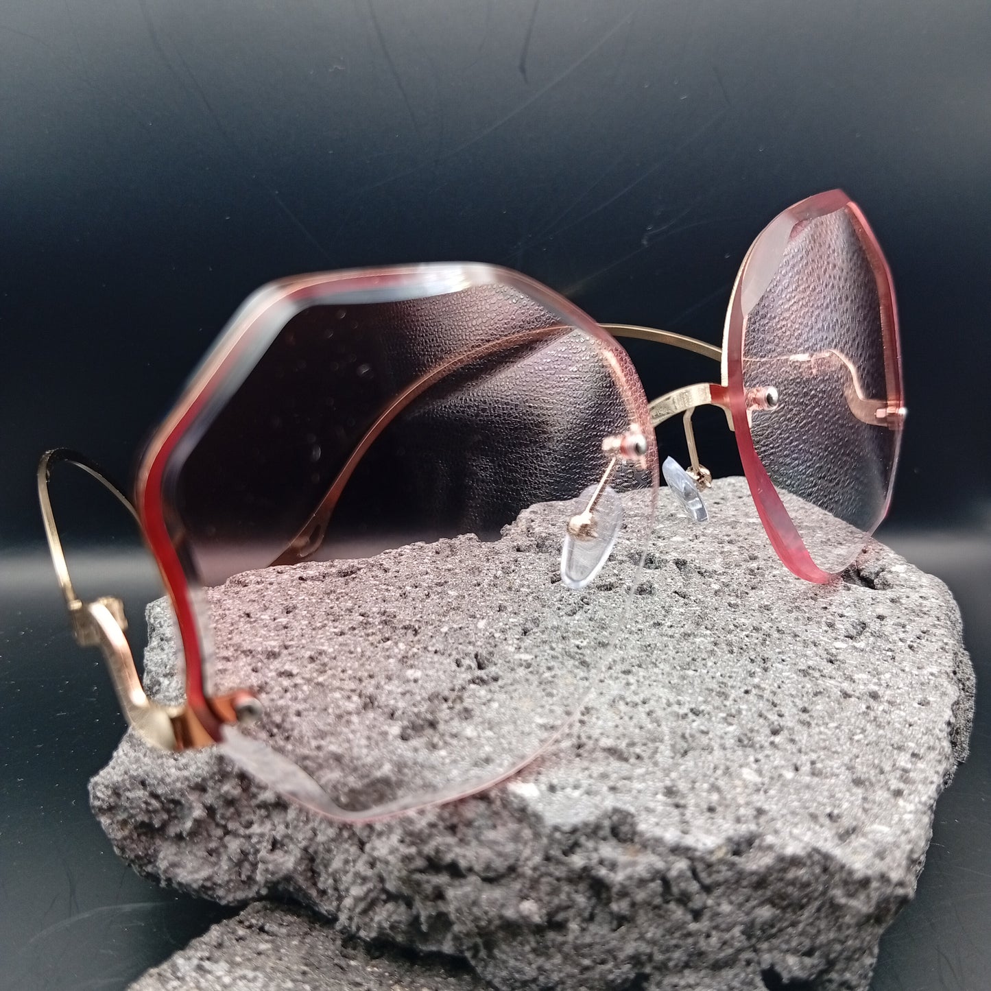 Lentes de Sol para Mujer, Estilo Moderno, Boutique, Gafas, Sin Marco, Polígono, Color Degradado, Tendencia, Unisexo, Geométrico, Moda