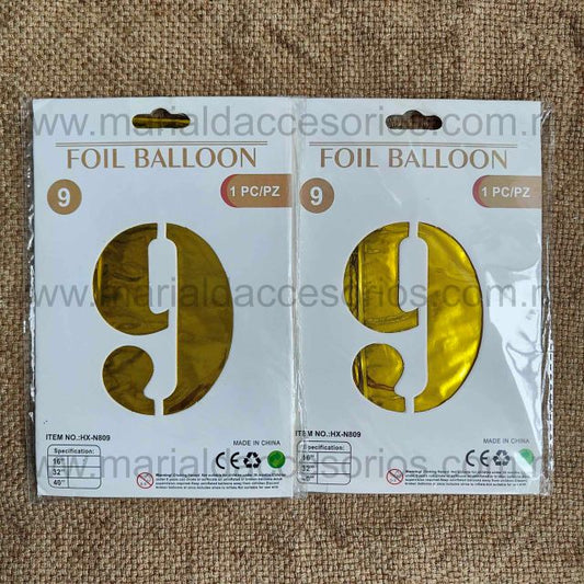 Globo Metálico, Color Dorado, Fiesta, Cumpleaños, Número Nueve, Aniversario, Artículos para Fiesta, Decoración