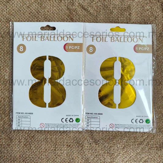 Globo Metálico, Color Dorado, Fiesta, Cumpleaños, Número Ocho, Aniversario, Artículos para Fiesta, Decoración