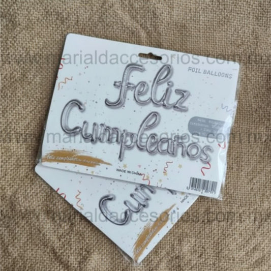 Globo Metálico, Color Gris Claro, Plateado, Feliz Cumpleaños, Artículos para Fiesta, Decoración, Letras