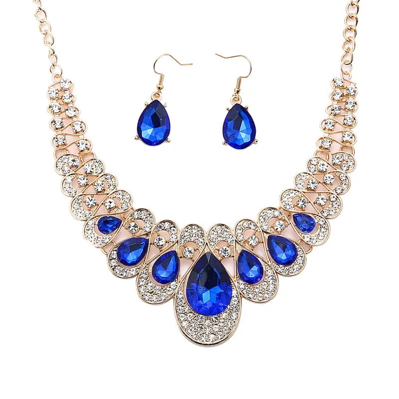 Juego de Joyería, Moda, Joyería de Fantasía, Conjunto, Estilo Elegante, Forma de Gota, Colgante, Aleación, Unisexo, Piedras Preciosas, Pendientes