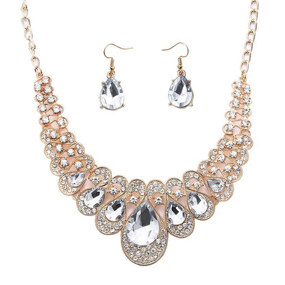 Juego de Joyería, Moda, Joyería de Fantasía, Conjunto, Estilo Elegante, Forma de Gota, Colgante, Aleación, Unisexo, Piedras Preciosas, Pendientes