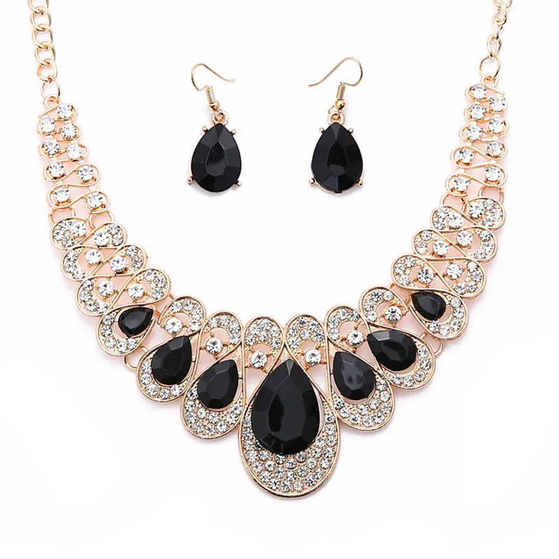 Juego de Joyería, Moda, Joyería de Fantasía, Conjunto, Estilo Elegante, Forma de Gota, Colgante, Aleación, Unisexo, Piedras Preciosas, Pendientes