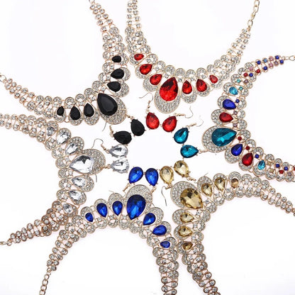 Juego de Joyería, Moda, Joyería de Fantasía, Conjunto, Estilo Elegante, Forma de Gota, Colgante, Aleación, Unisexo, Piedras Preciosas, Pendientes