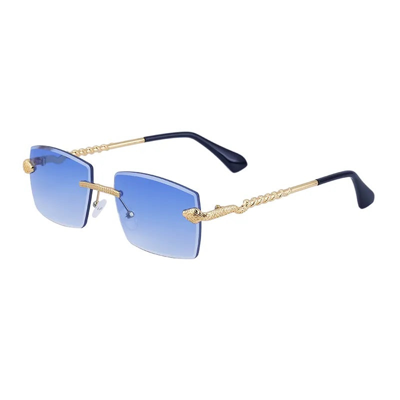 Lentes de Sol para Hombre, Estilo Moderno, Boutique, Gafas, Anti Luz Azul, Serpiente, Unisexo, UV400, Geométrico, Moda, Sin Marco