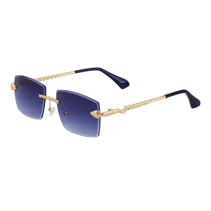Lentes de Sol para Hombre, Estilo Moderno, Boutique, Gafas, Anti Luz Azul, Serpiente, Unisexo, UV400, Geométrico, Moda, Sin Marco