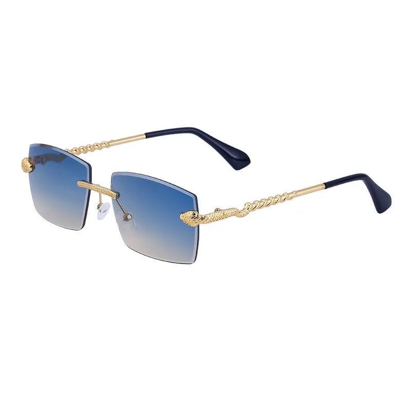 Lentes de Sol para Hombre, Estilo Moderno, Boutique, Gafas, Anti Luz Azul, Serpiente, Unisexo, UV400, Geométrico, Moda, Sin Marco