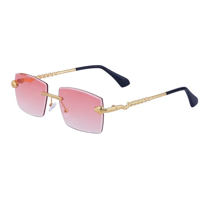 Lentes de Sol para Hombre, Estilo Moderno, Boutique, Gafas, Anti Luz Azul, Serpiente, Unisexo, UV400, Geométrico, Moda, Sin Marco