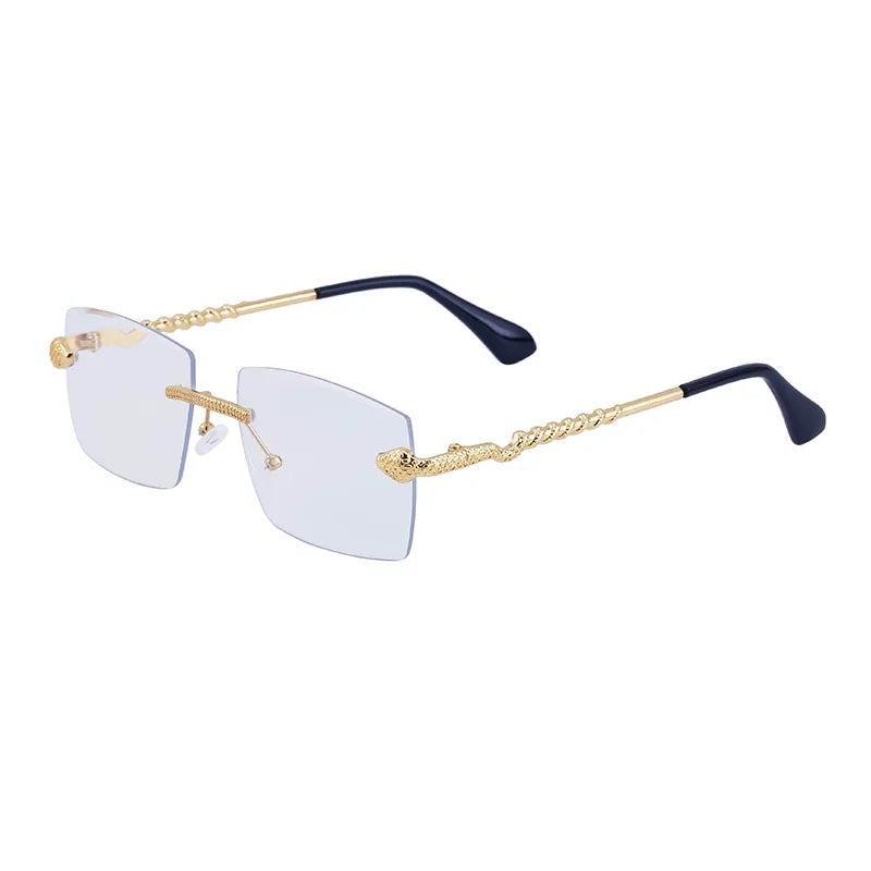 Lentes de Sol para Hombre, Estilo Moderno, Boutique, Gafas, Anti Luz Azul, Serpiente, Unisexo, UV400, Geométrico, Moda, Sin Marco