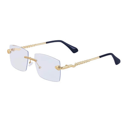 Lentes de Sol para Hombre, Estilo Moderno, Boutique, Gafas, Anti Luz Azul, Serpiente, Unisexo, UV400, Geométrico, Moda, Sin Marco