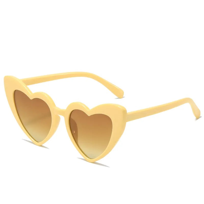 Sunglasses for Women Casual Style Heart Shape Boutique Glasses Unisex Fashion Full Frame Solid Color
