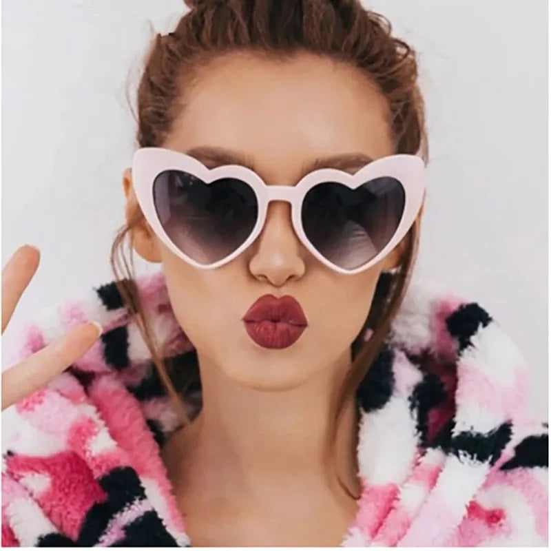 Sunglasses for Women Casual Style Heart Shape Boutique Glasses Unisex Fashion Full Frame Solid Color