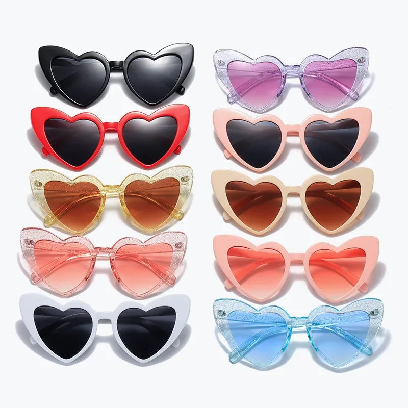 Sunglasses for Women Casual Style Heart Shape Boutique Glasses Unisex Fashion Full Frame Solid Color
