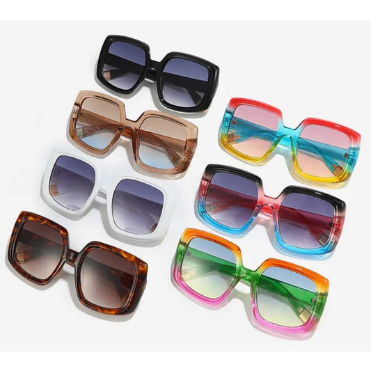 Lentes de Sol para Mujer, Estilo Casual, Boutique, Gafas, Unisexo, Cuadrado, Moda, Arcoíris, Color Sólido, Marco Completo, Multicolor