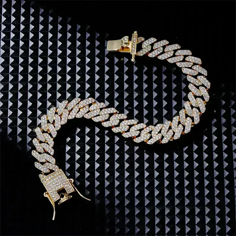 Pulsera para Hombre, Acero inoxidable, Enchapado, Circón, Bisutería Fina, Estilo Cubano, Elegante, Unisexo, Regalo