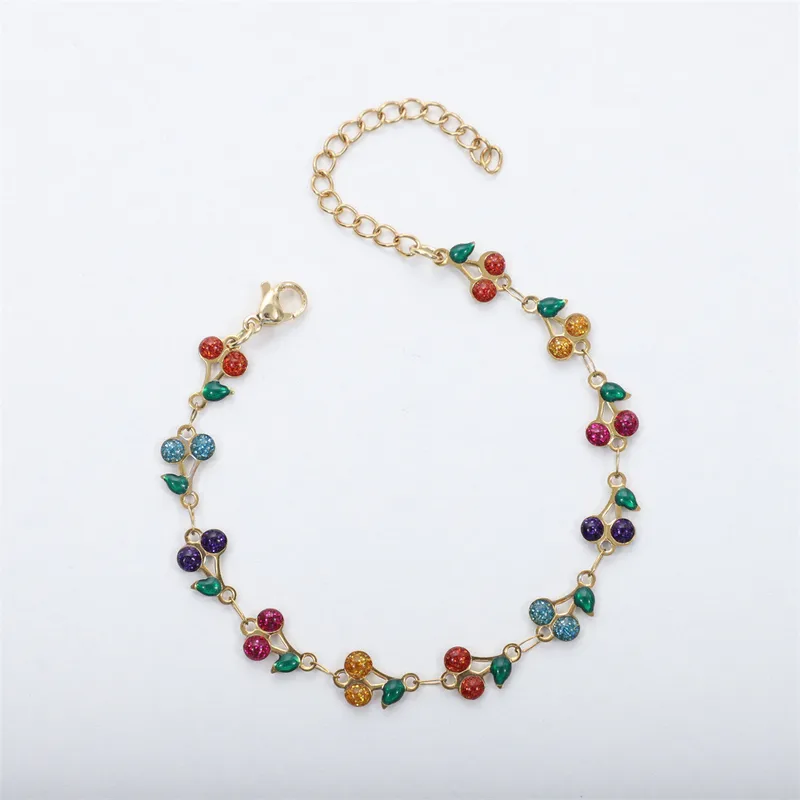 Stainless Steel Bracelet, Boutique, Elegant Style, Fruit, Cherry, Fine Jewelry, Unisex