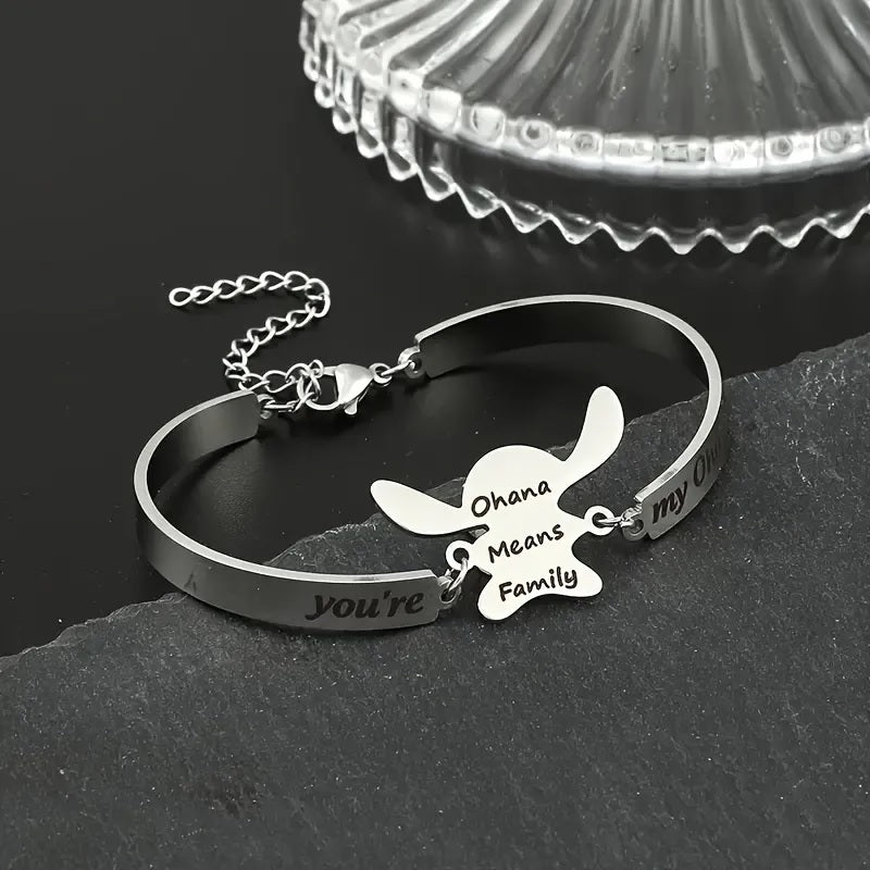 Pulsera de Acero Inoxidable, Boutique, Color Sólido, Inspirada, Dibujos Animados, Bisutería Fina, Estilo Básico, Letras, Enchapado, Unisexo