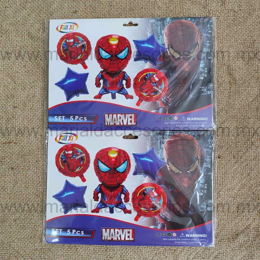 Set de Globos 5 Piezas, Temática Spider, Fiesta, Artículos para Fiesta, Estrellas, Decoración