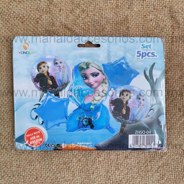 Set de Globos 5 Piezas, Temática Frozen, Fiesta, Artículos para Fiesta, Estrellas, Decoración