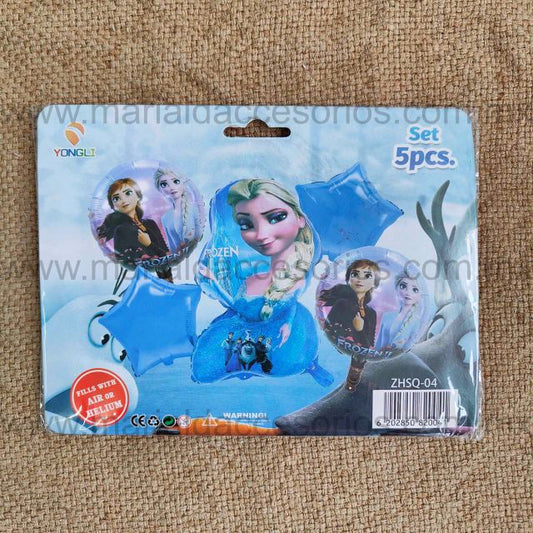 Set de Globos 5 Piezas, Temática Frozen, Fiesta, Artículos para Fiesta, Estrellas, Decoración