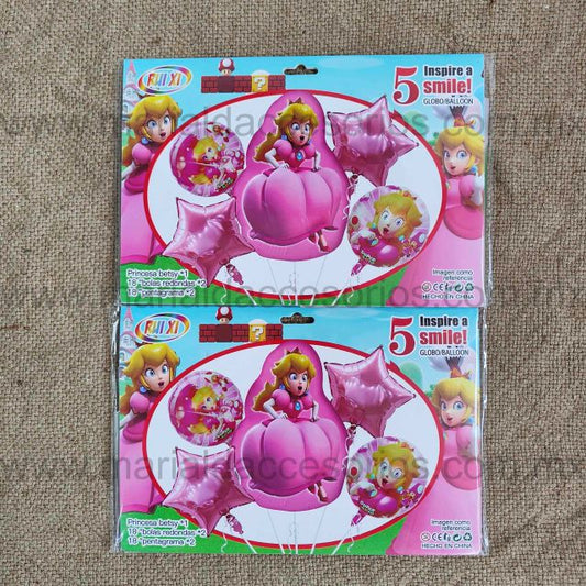Set de Globos 5 Piezas, Temática Princesa, Fiesta, Artículos para Fiesta, Estrellas, Decoración