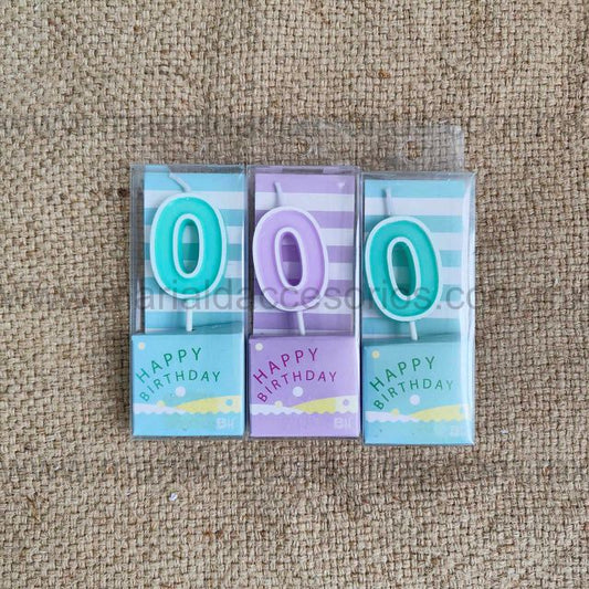 Vela, Número Cero, Color Verde, Morado, Parafina, Feliz Cumpleaños, Decoración de Pastel, Fiesta, Artículos para Fiesta