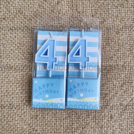Vela, Número Cuatro, Color Azul, Parafina, Feliz Cumpleaños, Decoración de Pastel, Fiesta, Artículos para Fiesta