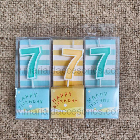 Vela, Número Siete, Color Verde, Amarillo, Parafina, Feliz Cumpleaños, Decoración de Pastel, Fiesta, Artículos para Fiesta
